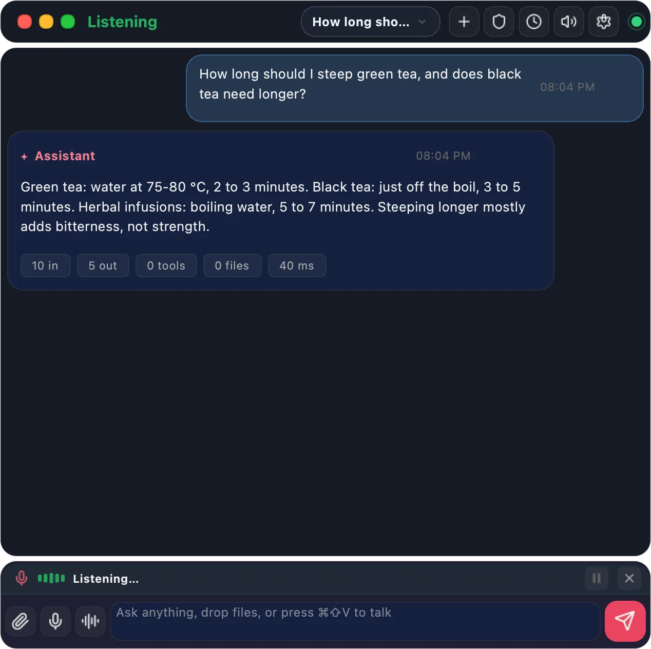 AbstractAssistant in voice mode